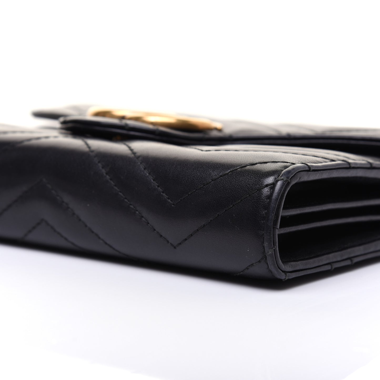 Calfskin Matelasse GG Marmont Chain Wallet Black
