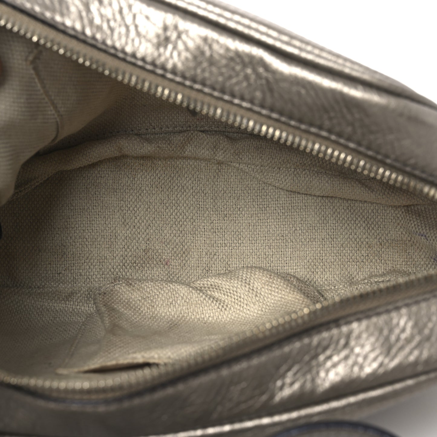Metallic Pebbled Calfskin Small Soho Disco Bag Golden Beige