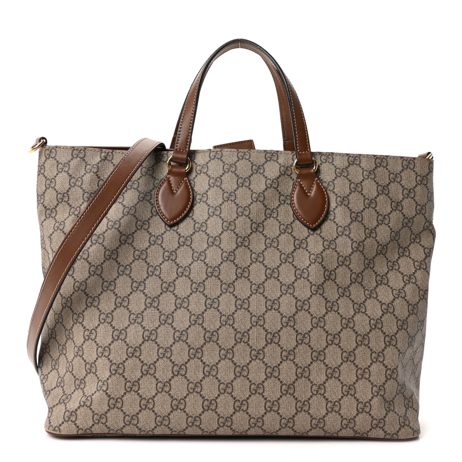 Gucci Soft GG Supreme Monogram Medium Crossbody Tote Beige Cuir