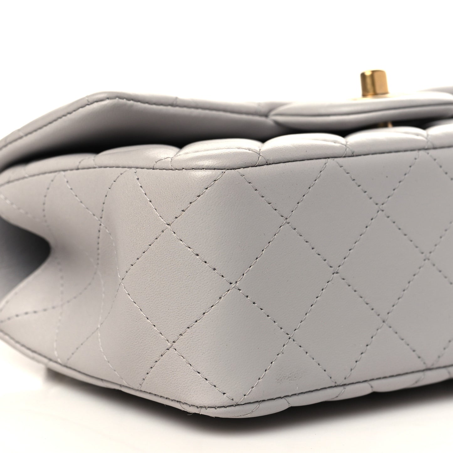 Lambskin Quilted Mini Top Handle Rectangular Flap Grey