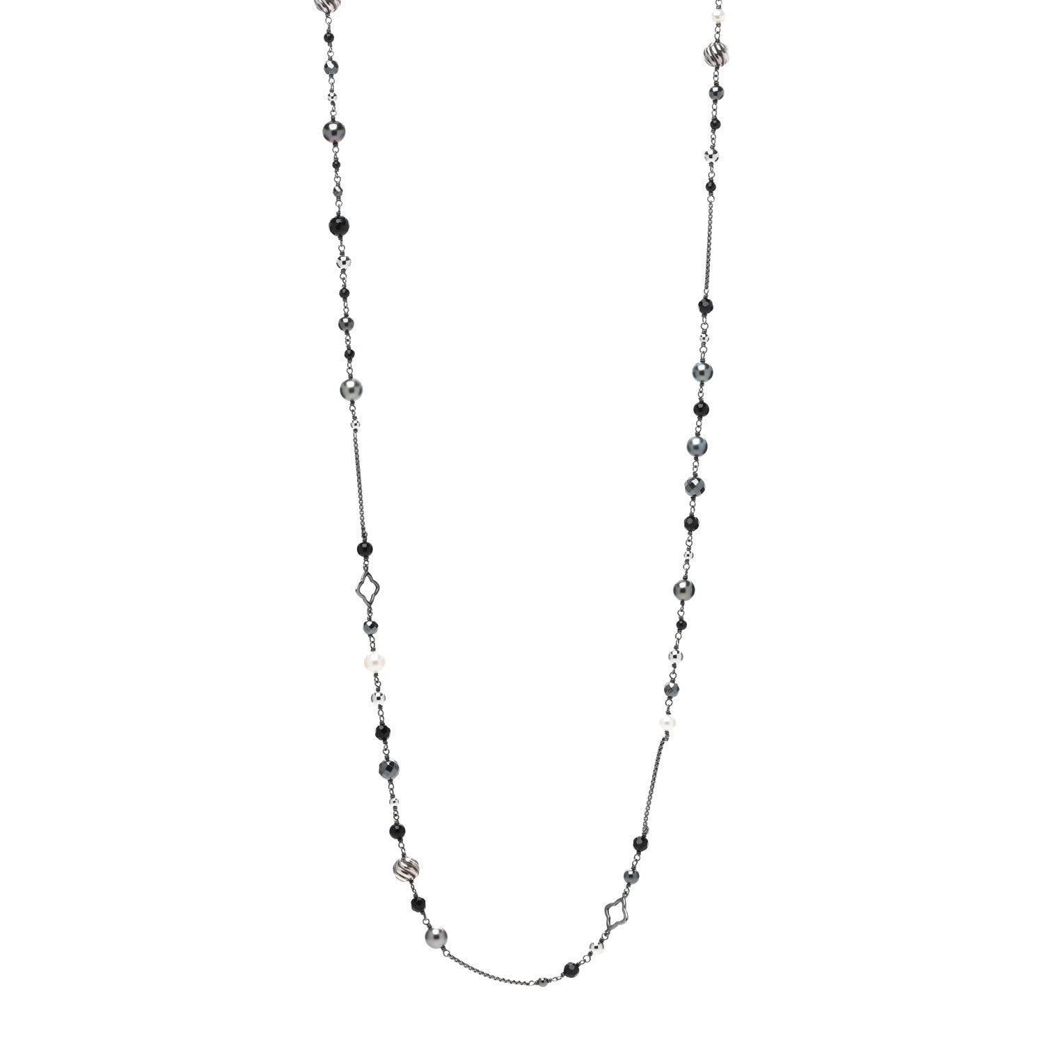David Yurman Sterling Silver Black Onyx Hematite Elements Chain Necklace 1 of 4