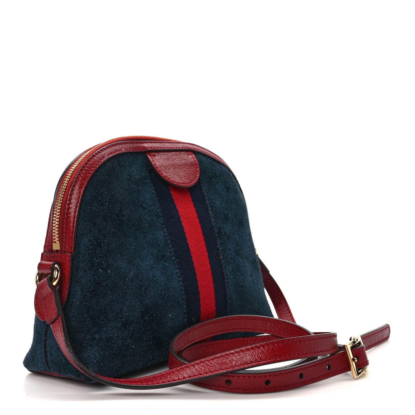 Suede Calfskin Web Small Ophidia Dome Shoulder Bag New Blue Romantic Cherry