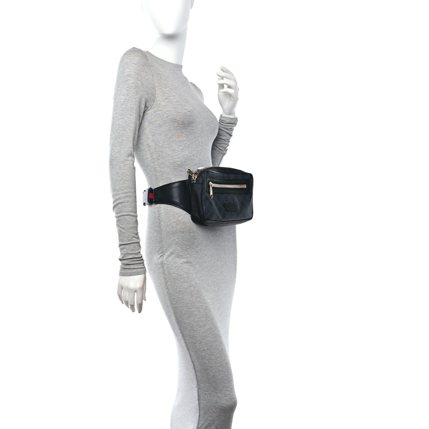 Soft GG Supreme Monogram Web Belt Bag Black Grey