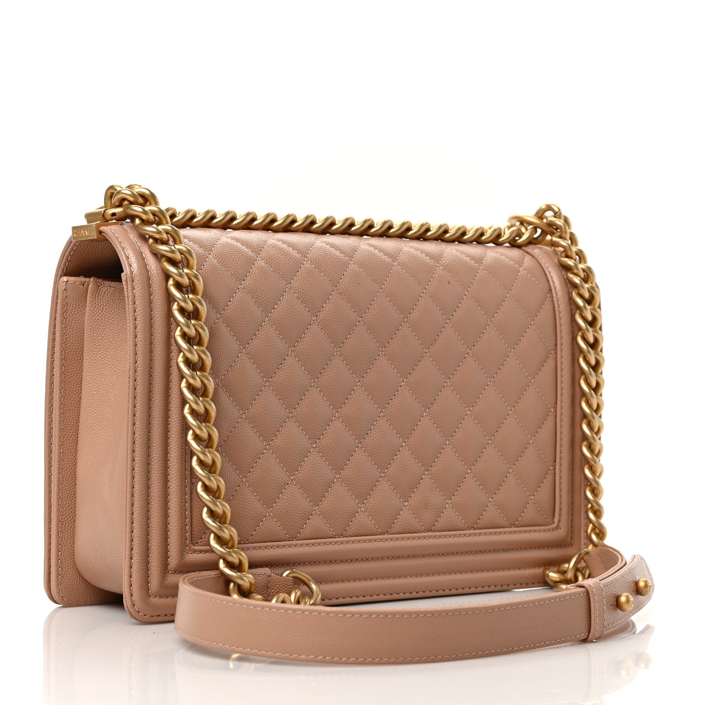 Caviar Quilted New Medium Boy Flap Camel