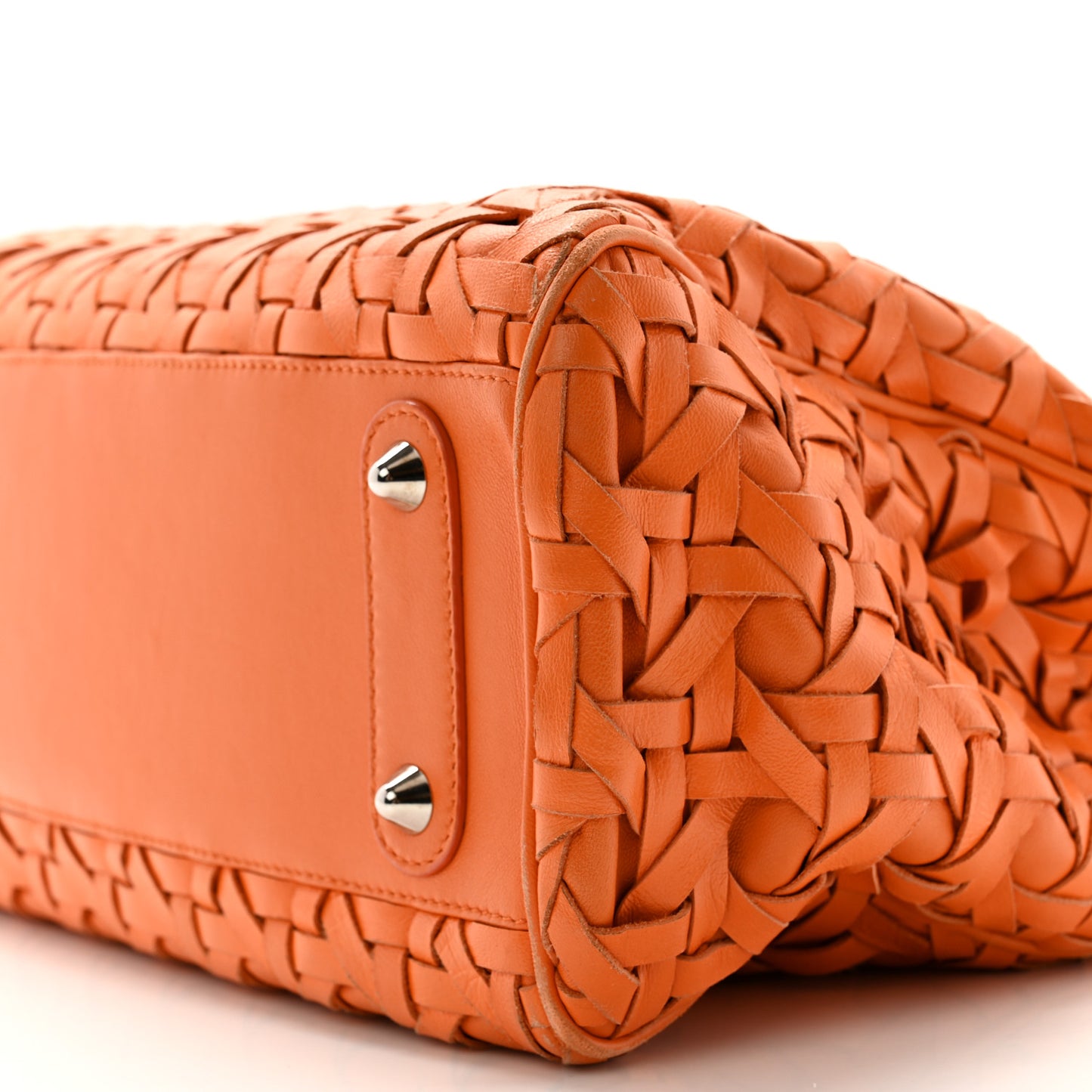 Lambskin Woven Lady Dior Avenue Tote Orange
