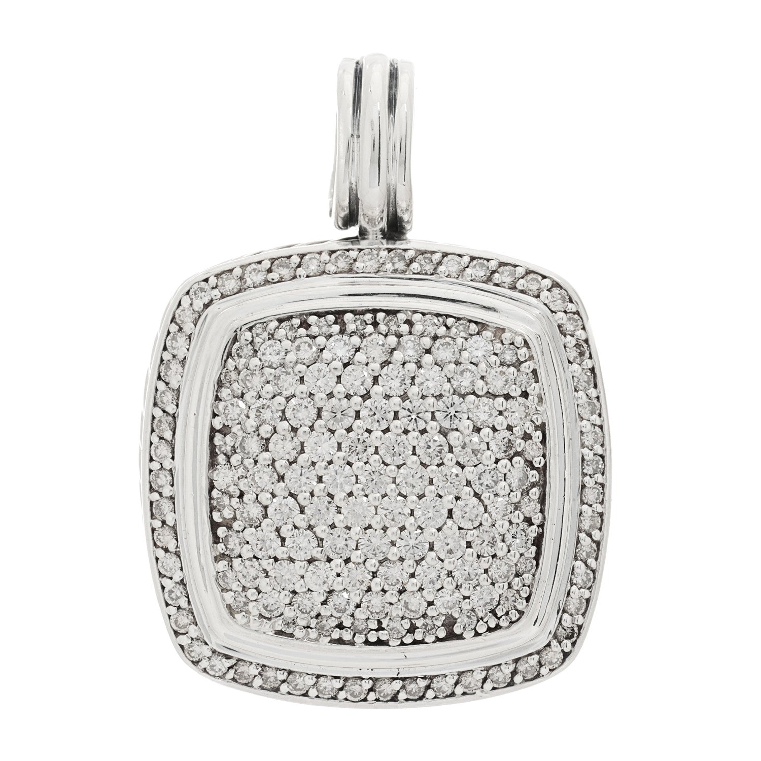David Yurman Sterling Silver Diamond 20mm Albion Enhancer Pendant 1 of 5
