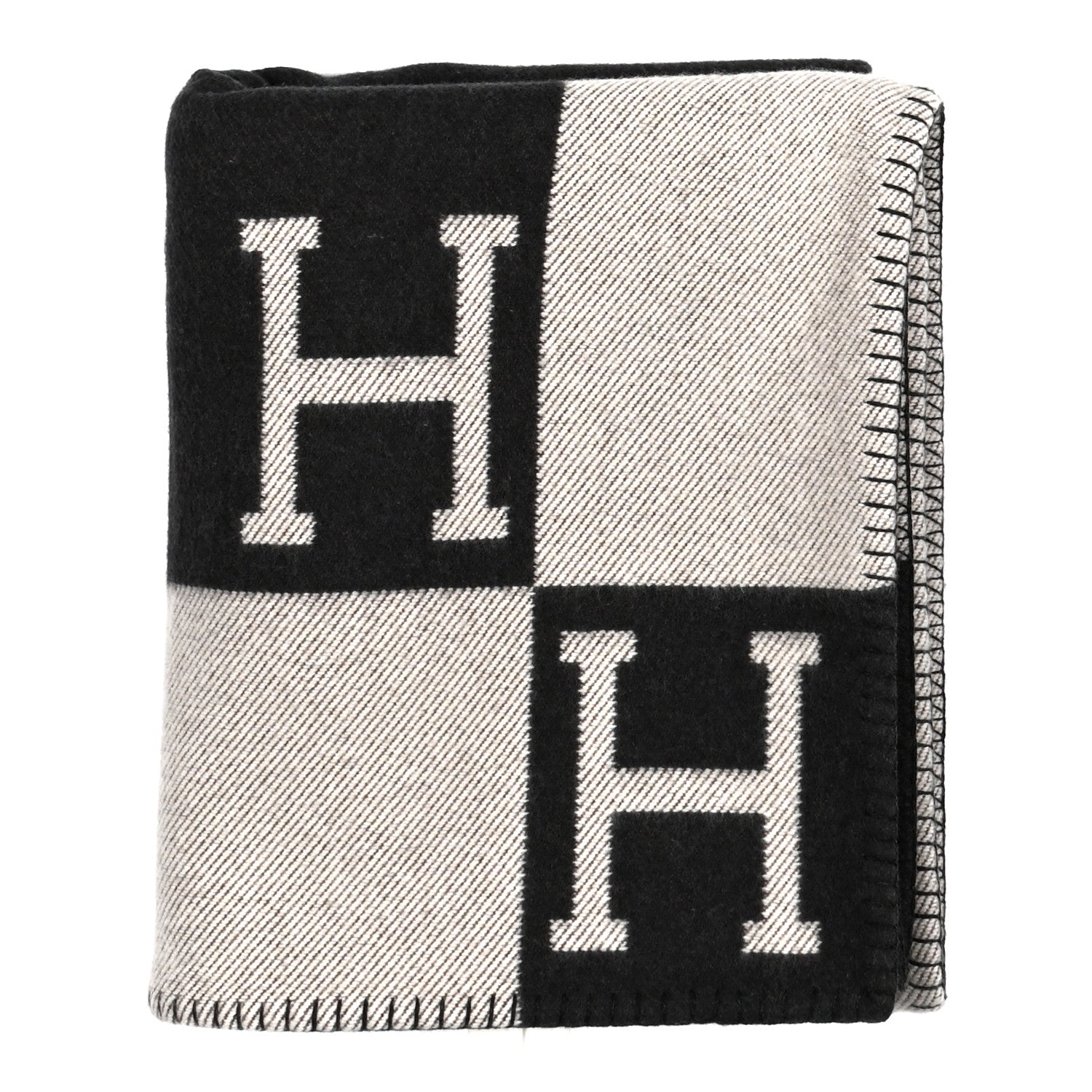 Hermes Wool Cashmere Avalon Blanket Ecru Gris Fonce 1865835