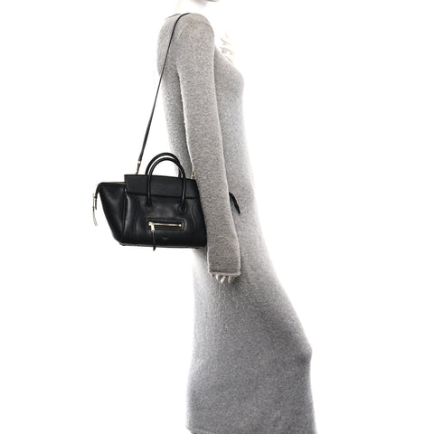 Supple Shiny Lambskin Little New Luggage Black