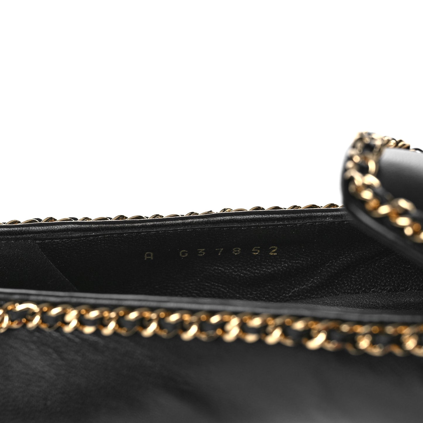 Lambskin Patent Calfskin Chain Cap Toe Loafer 36.5 Black