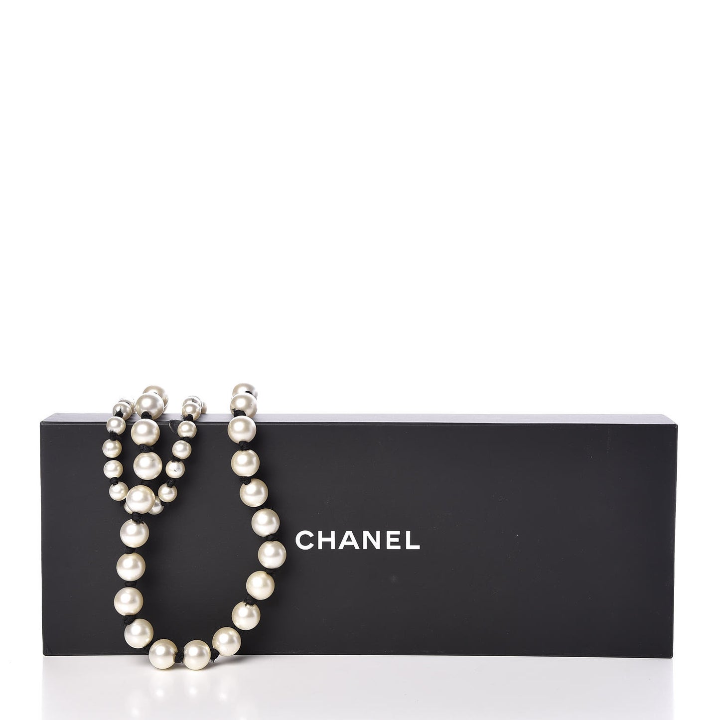 Pearl Grosgrain CC Long Multistrand Necklace Gold