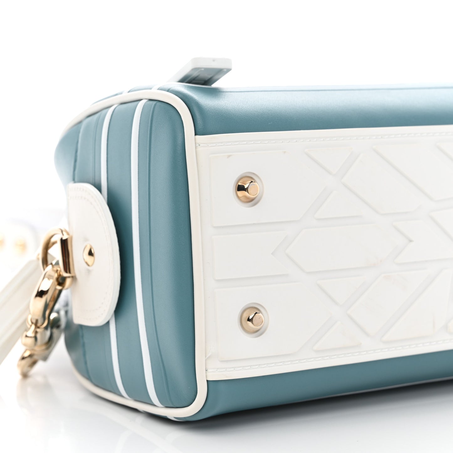 Calfskin Small Dior Vibe Zip Bowling Bag Turquoise