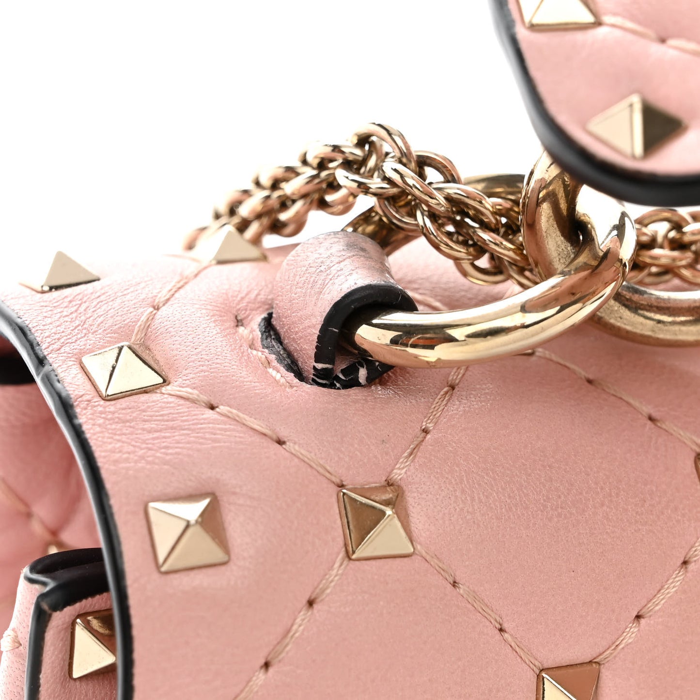 Nappa Medium Rockstud Spike Shoulder Bag Water Rose