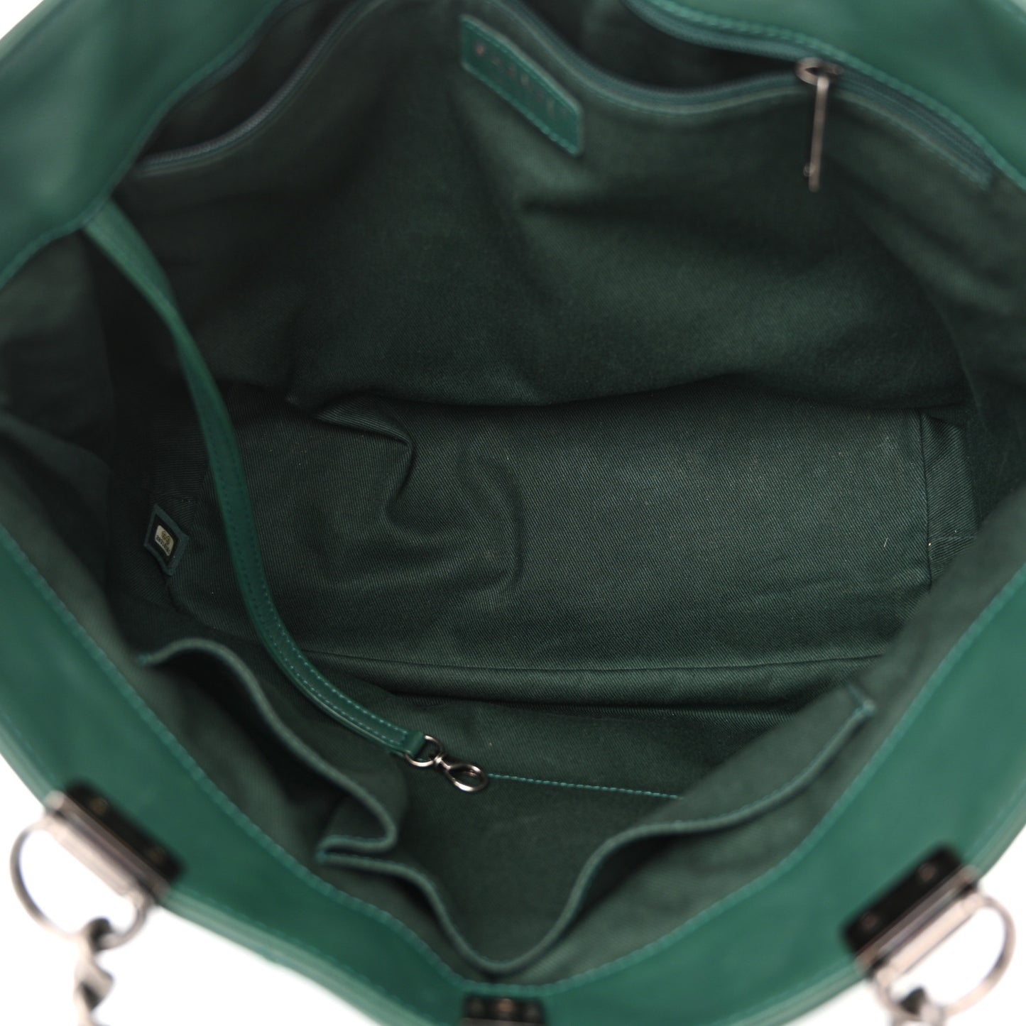Calfskin Quilted Large Shopping In Chains Tote Green