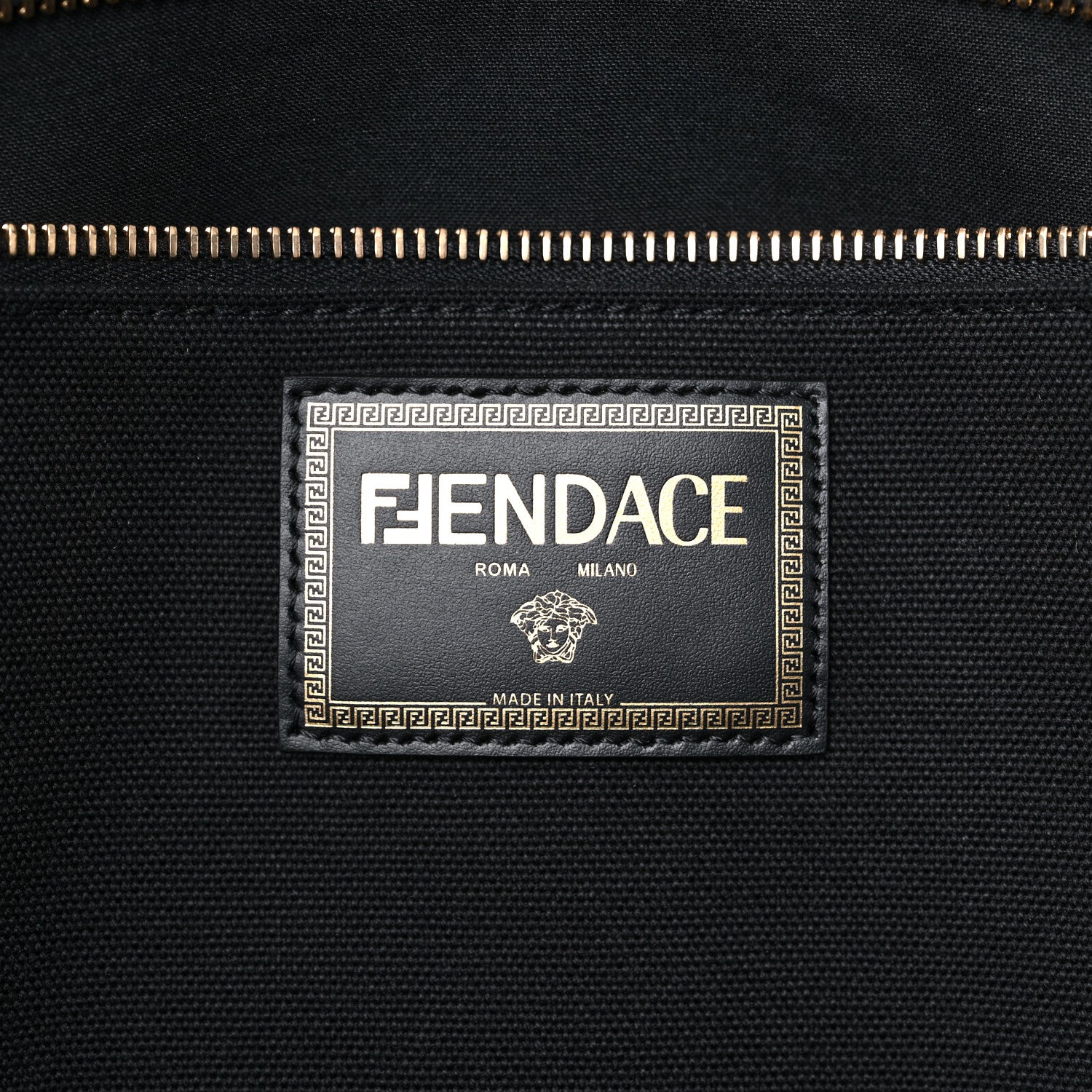 Fendi X VERSACE Canvas Fendace Logo Large Shopping Tote Black 6 of 13