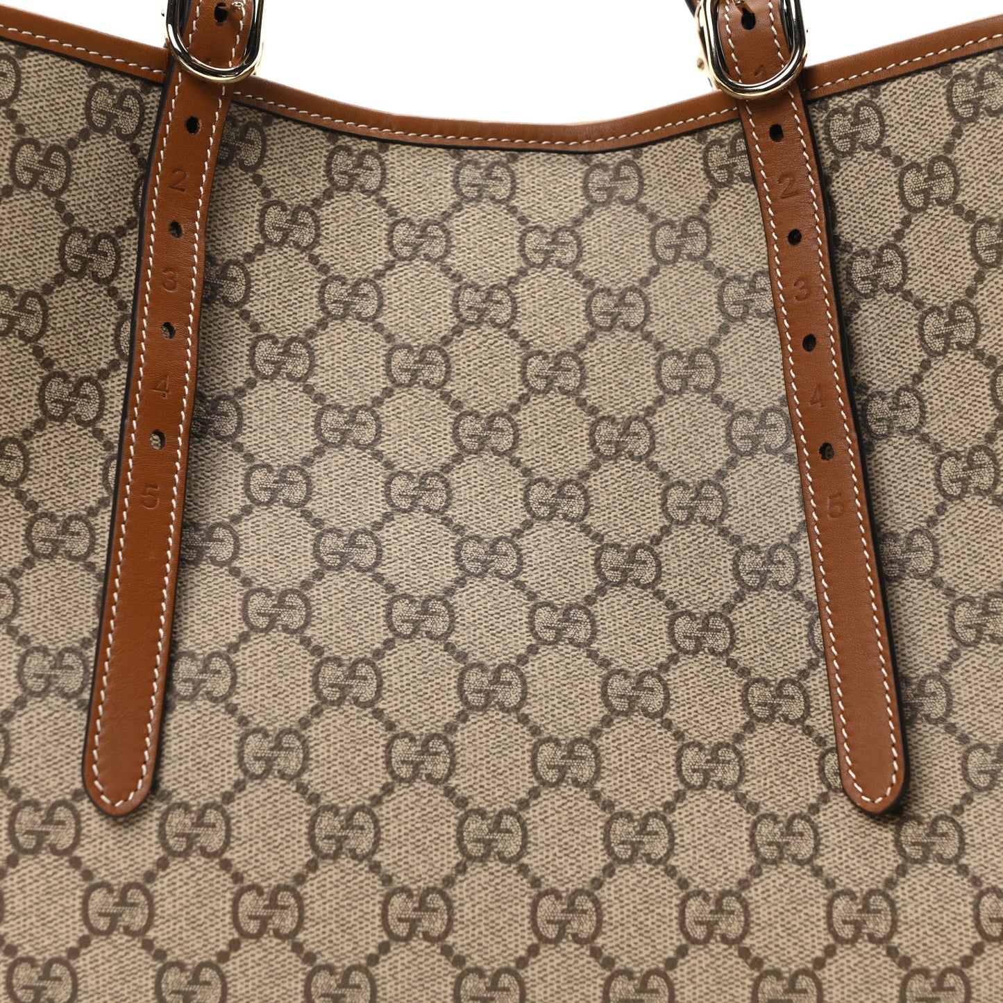 GG Supreme Monogram Emblem Medium Tote Bag Beige Dark Brown