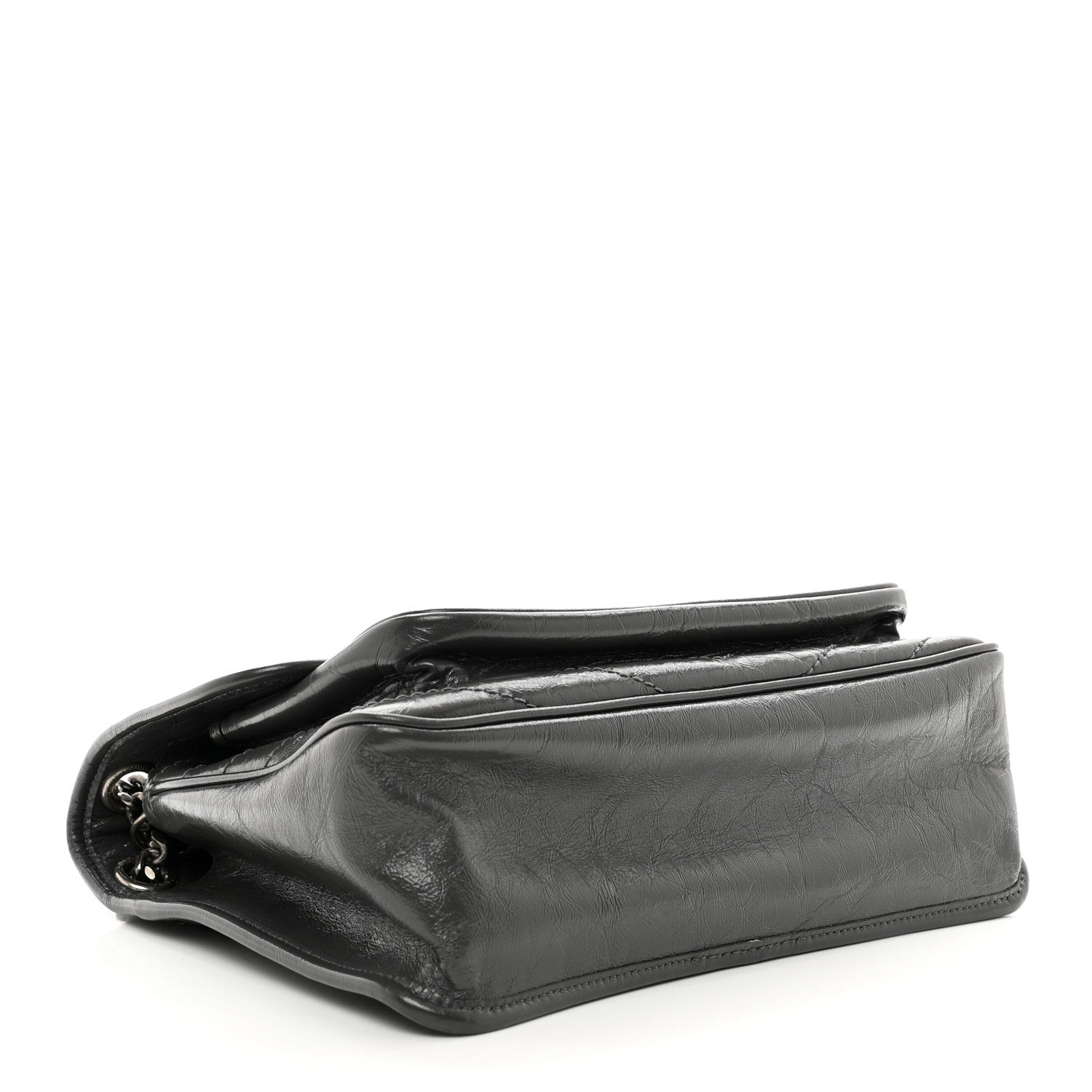 Saint Laurent Crinkled Calfskin Matelasse Monogram Medium Niki Chain Satchel Storm 4 of 10