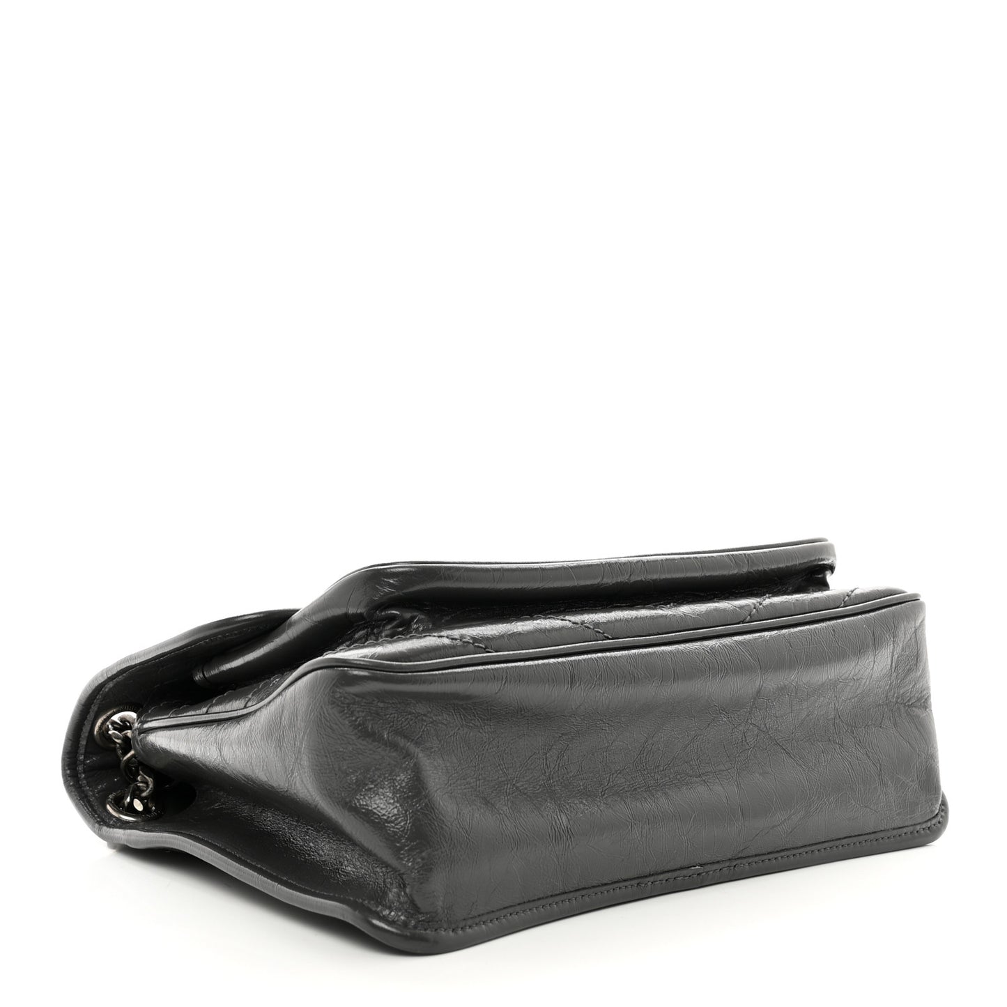 Crinkled Calfskin Matelasse Monogram Medium Niki Chain Satchel Storm