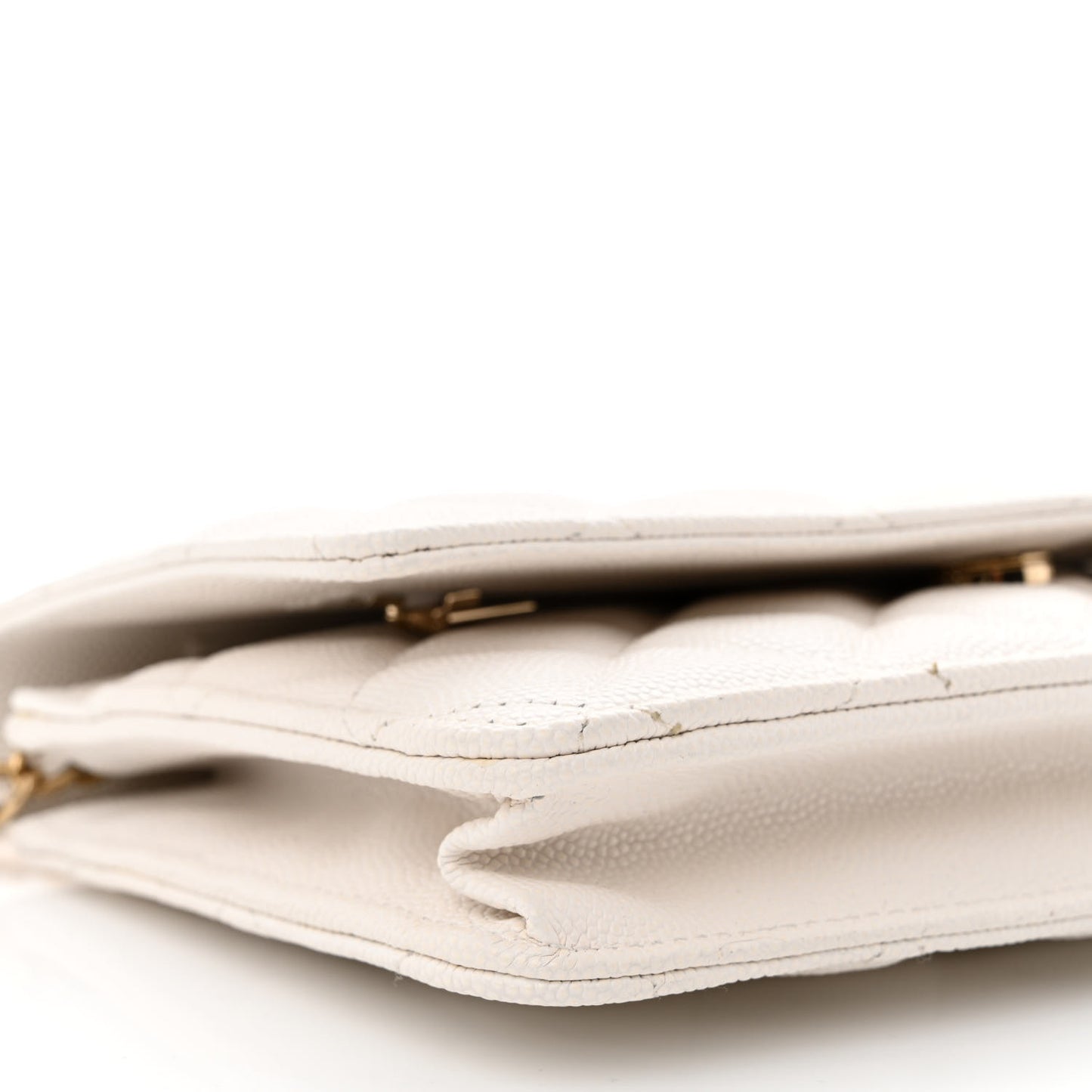 Caviar Quilted Wallet On Chain WOC White