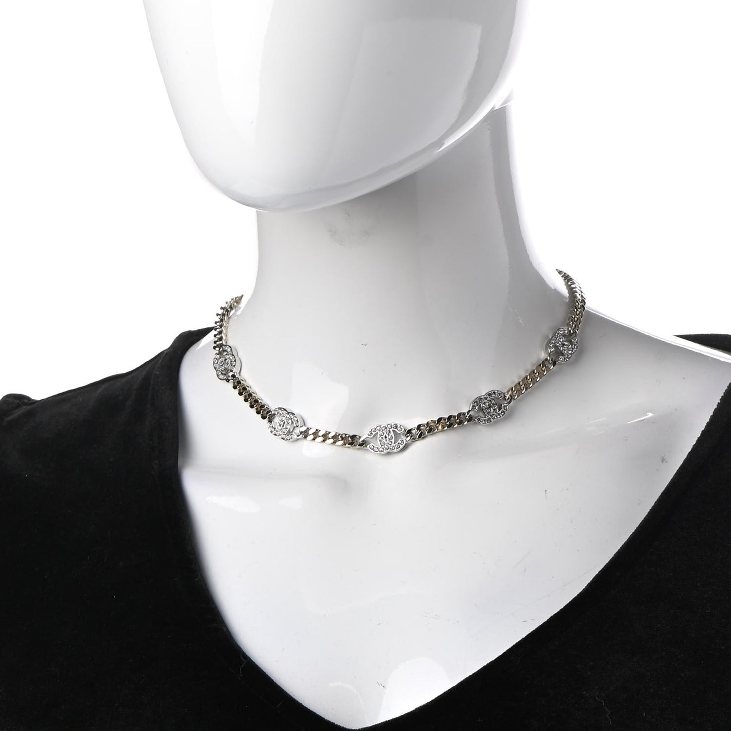 Crystal Chain CC Choker Gold Silver