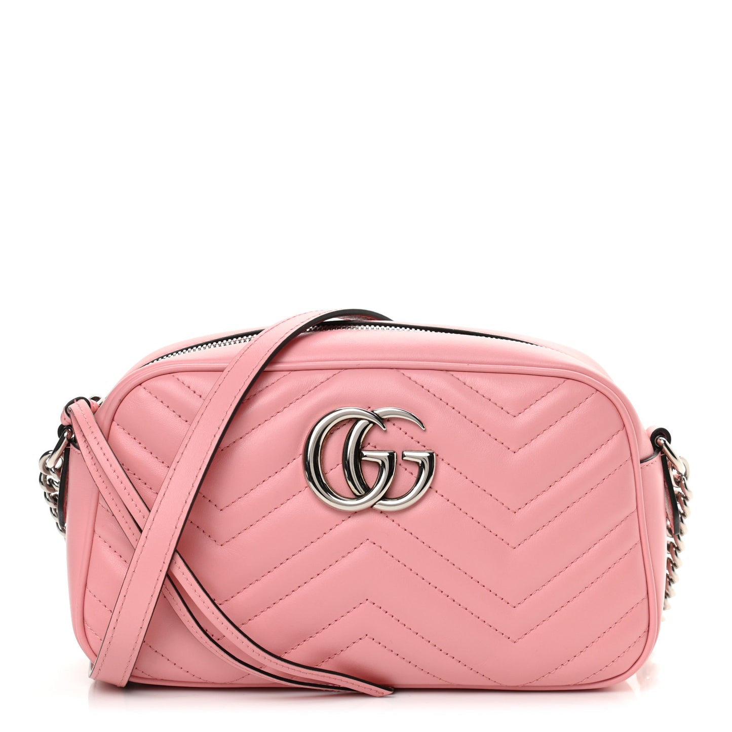 Calfskin Matelasse Small GG Marmont Chain Shoulder Bag Wild Rose