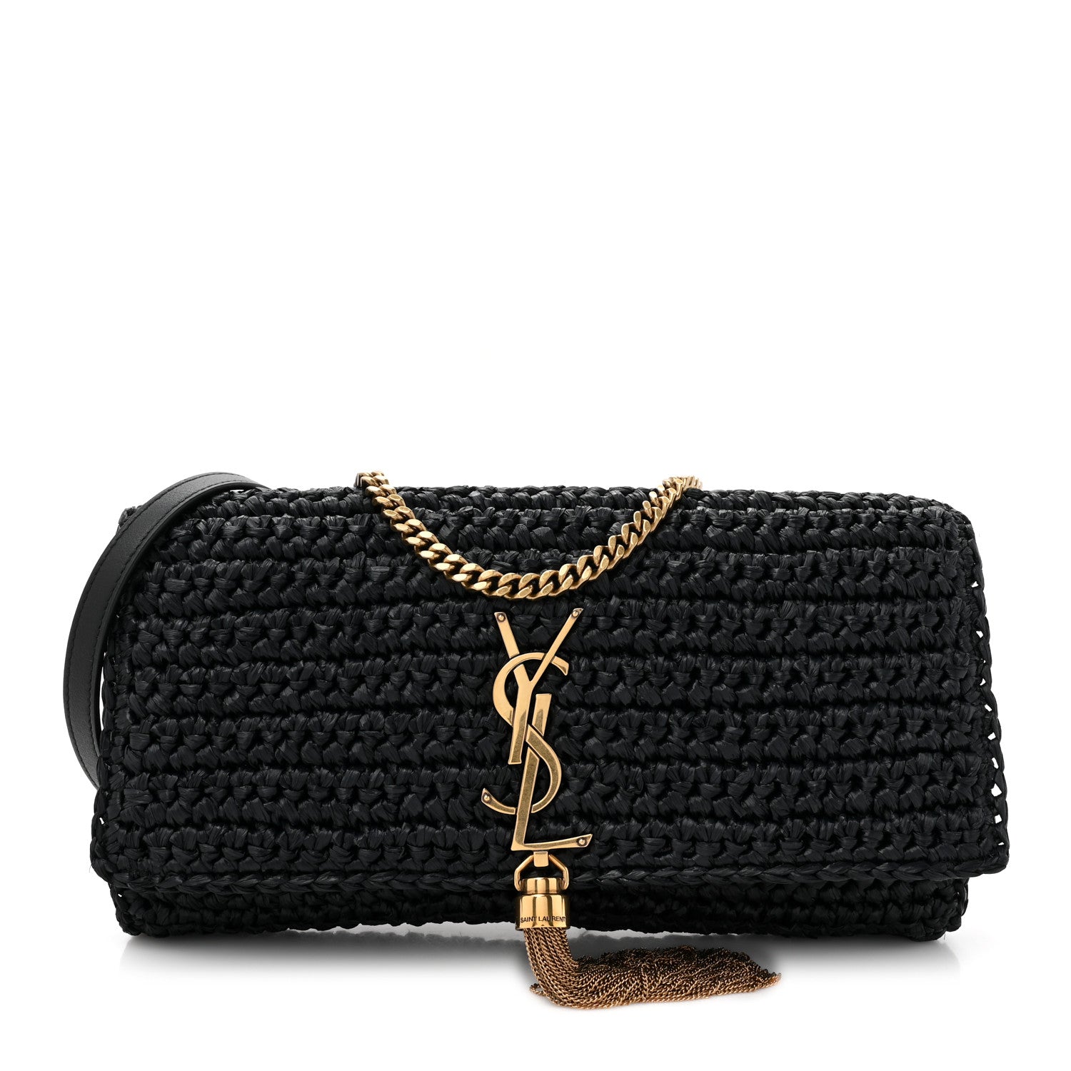 Saint Laurent Raffia Monogram Tassel Kate 99 Black 1 of 11