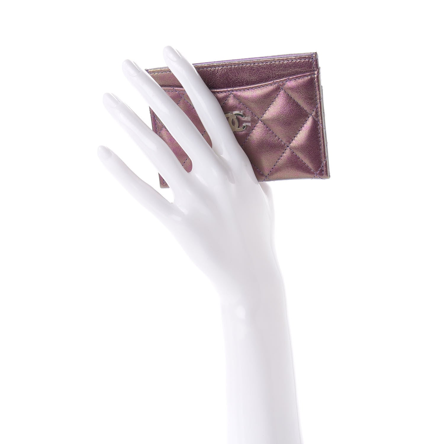 Chanel Iridescent Lambskin Quilted Card Holder Purple 2 of 9