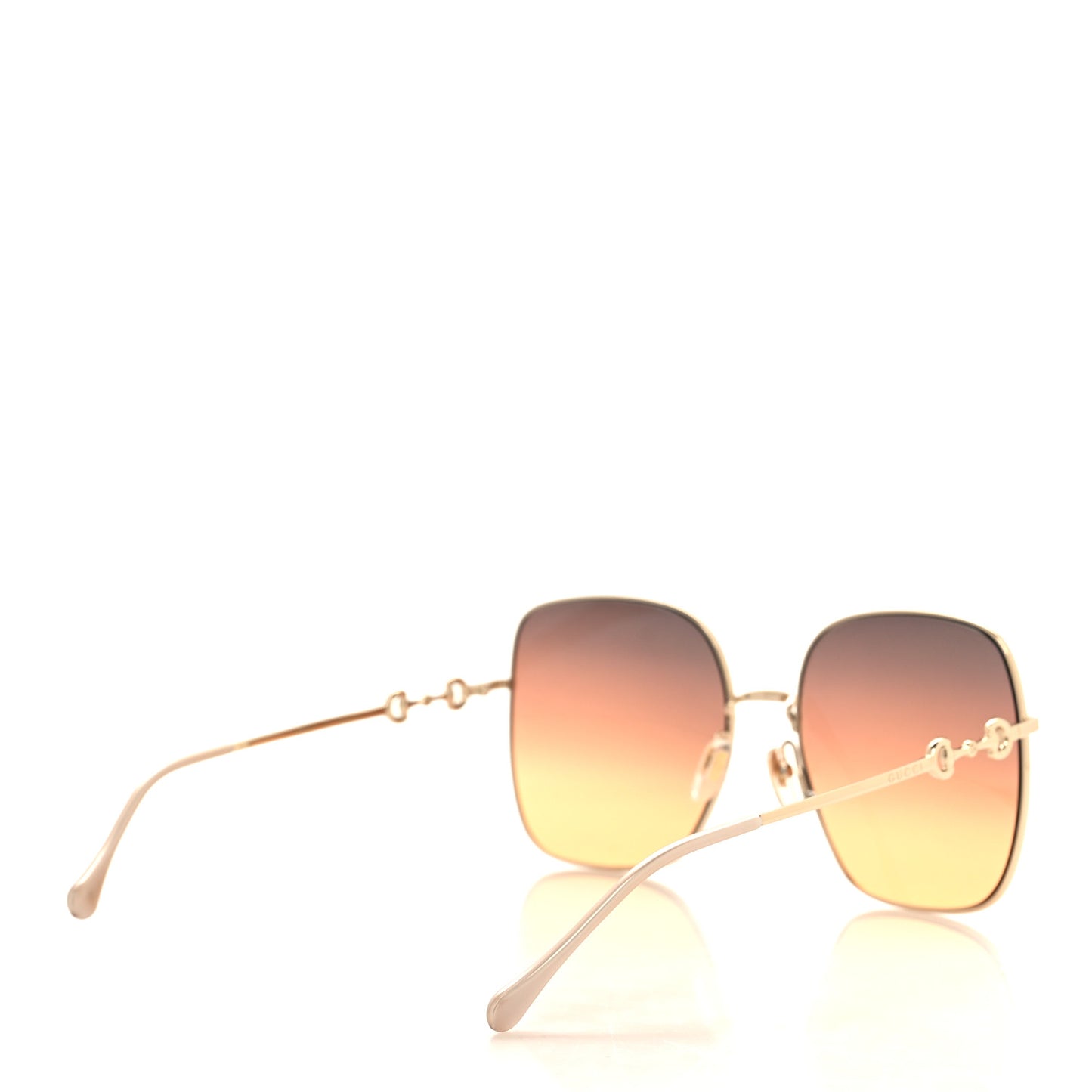 Metal Horsebit Square Sunglasses Gold