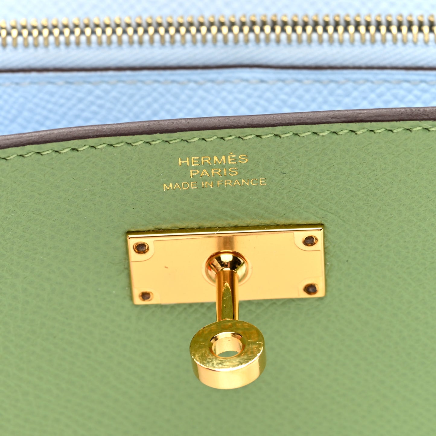 Epsom Verso Kelly Wallet To Go Vert Criquet Bleu Brume