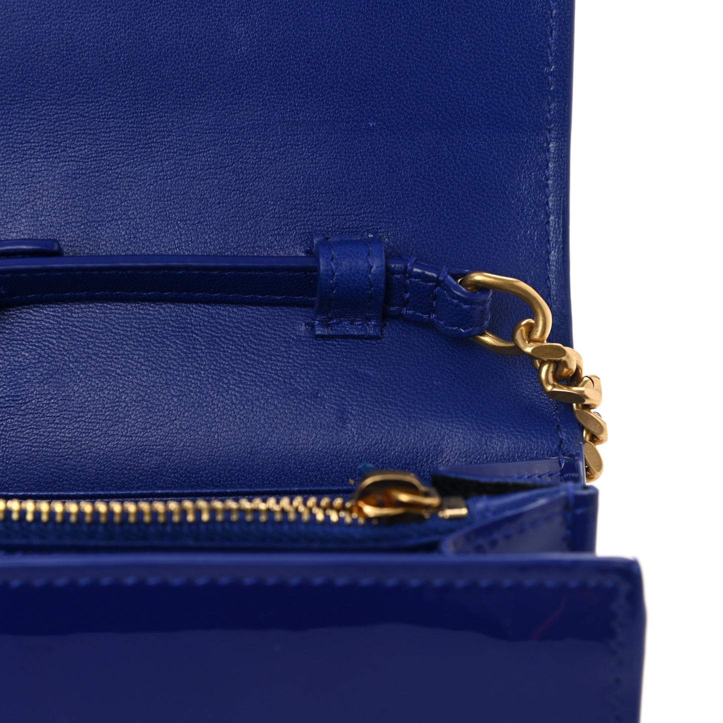 Patent Calfskin Monogram Kate Wallet On Chain Royal Blue