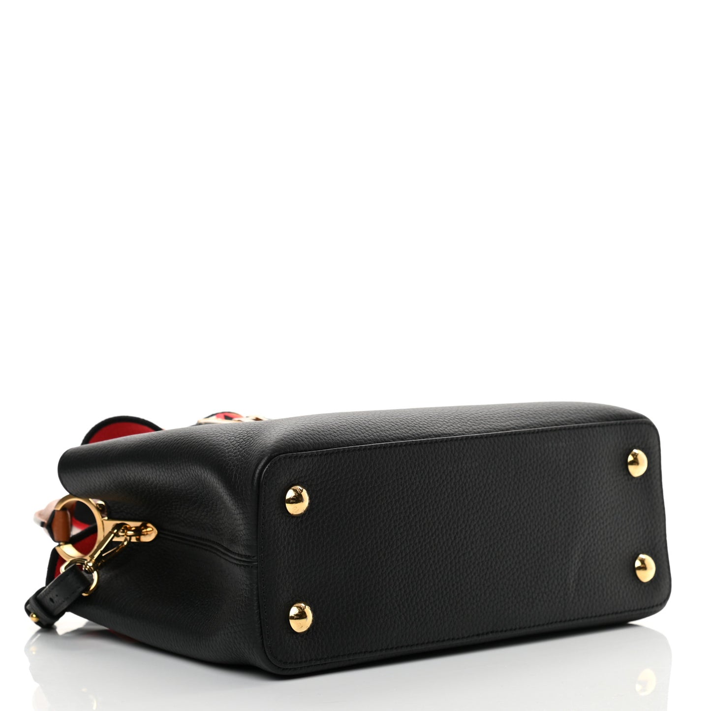 Taurillon Embroidered Strap Capucines MM Black
