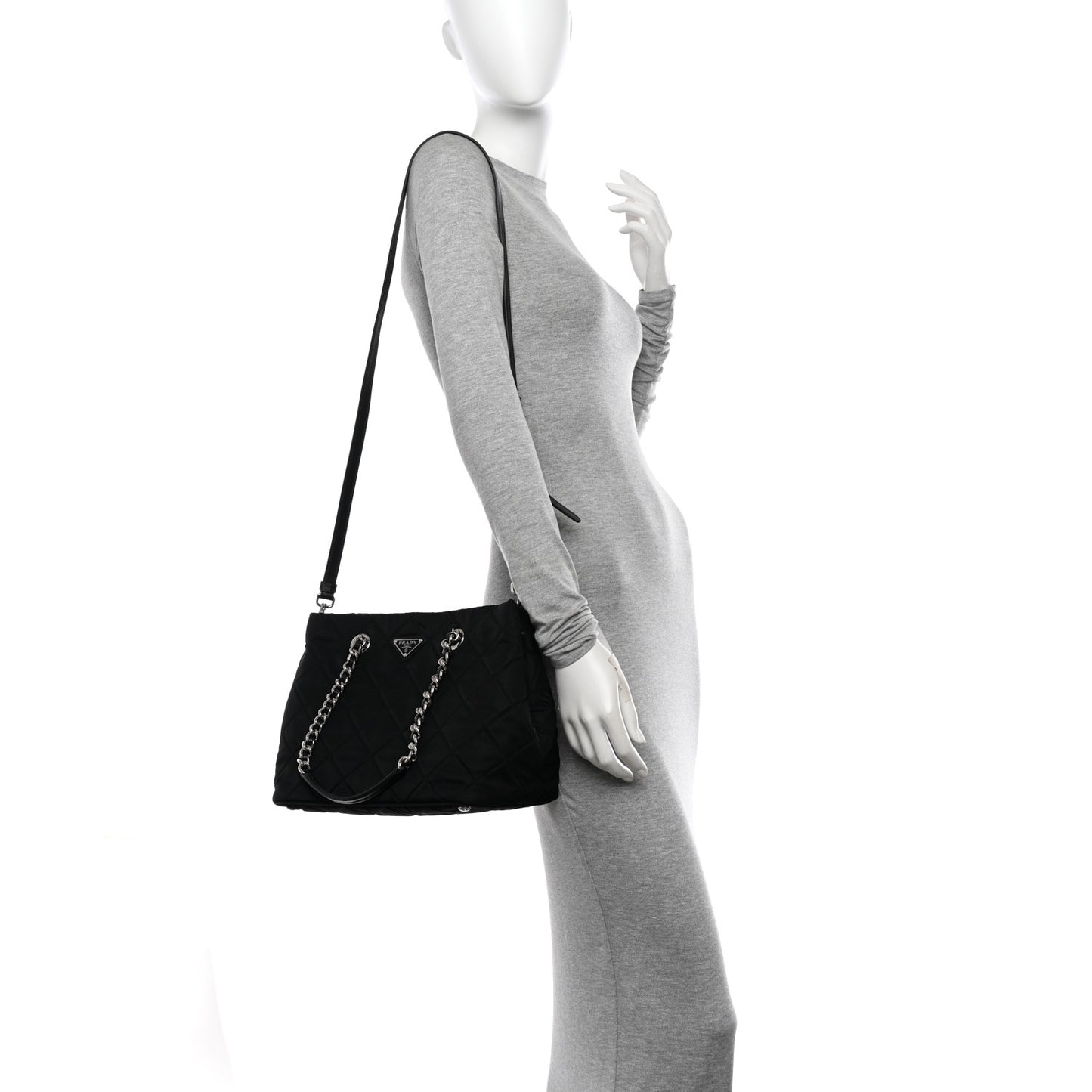 Nylon Tessuto Impuntu Quilted Tote Black