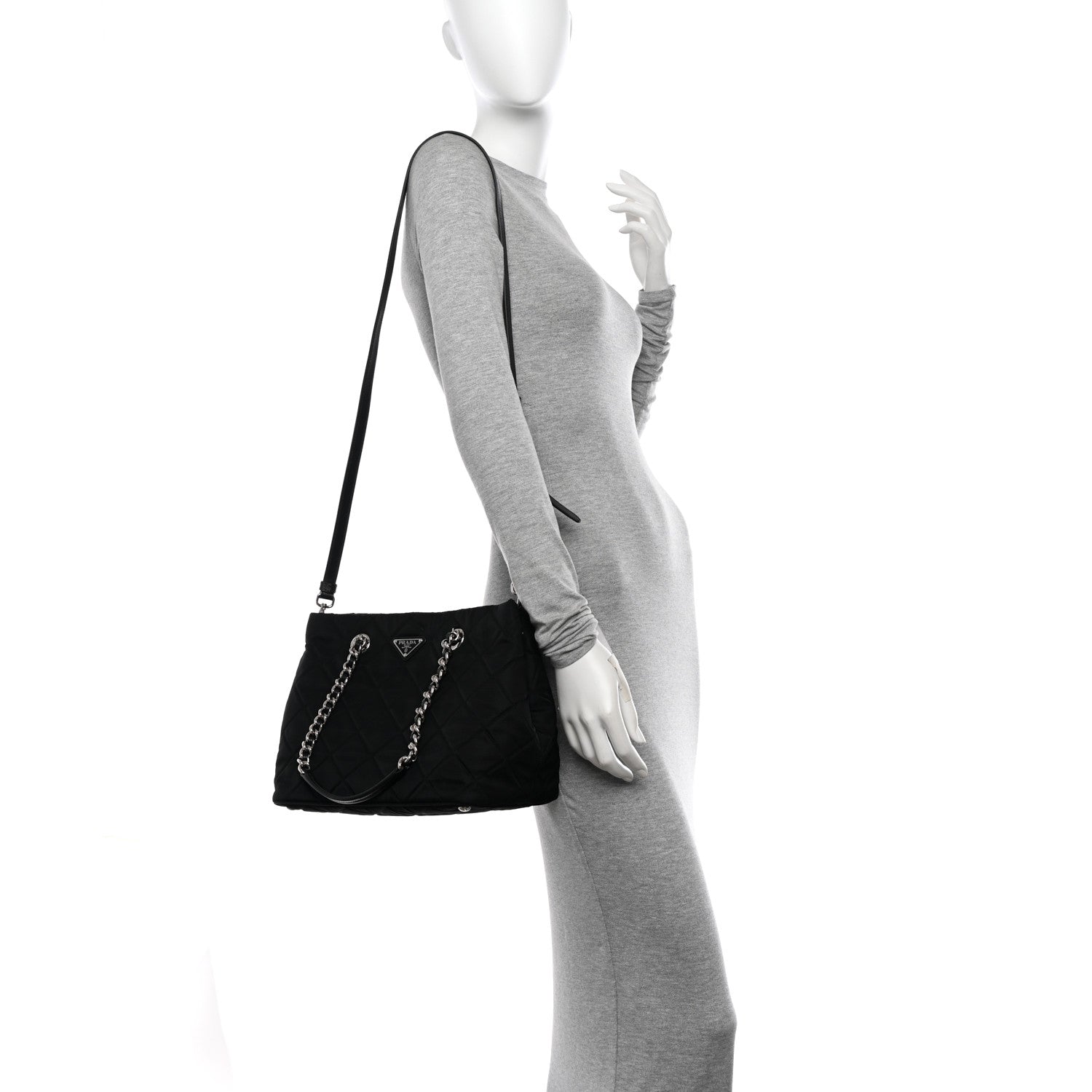 Prada Nylon Tessuto Impuntu Quilted Tote Black 2 of 10