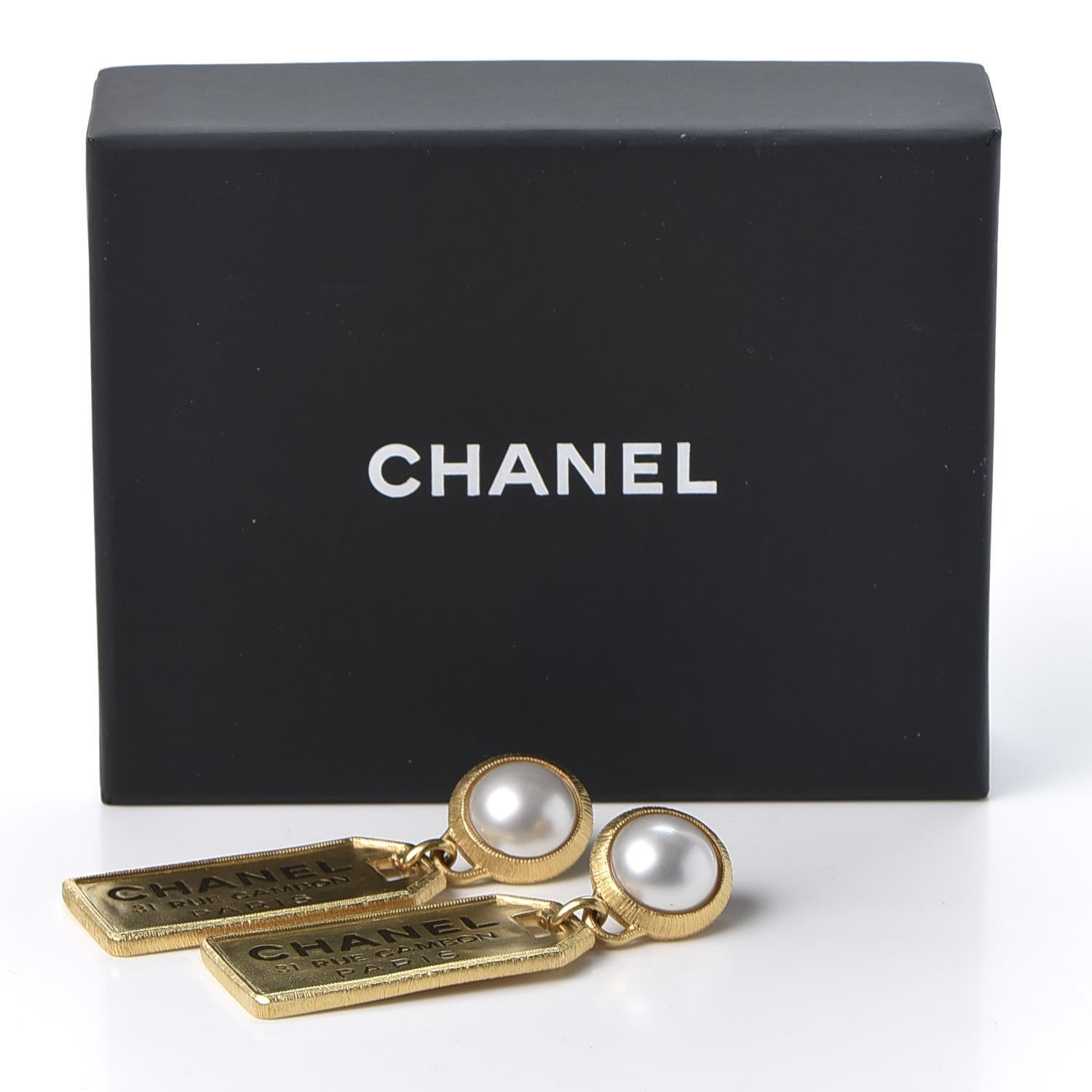 Chanel Pearl CC Tags Drop Earrings Gold 5 of 5