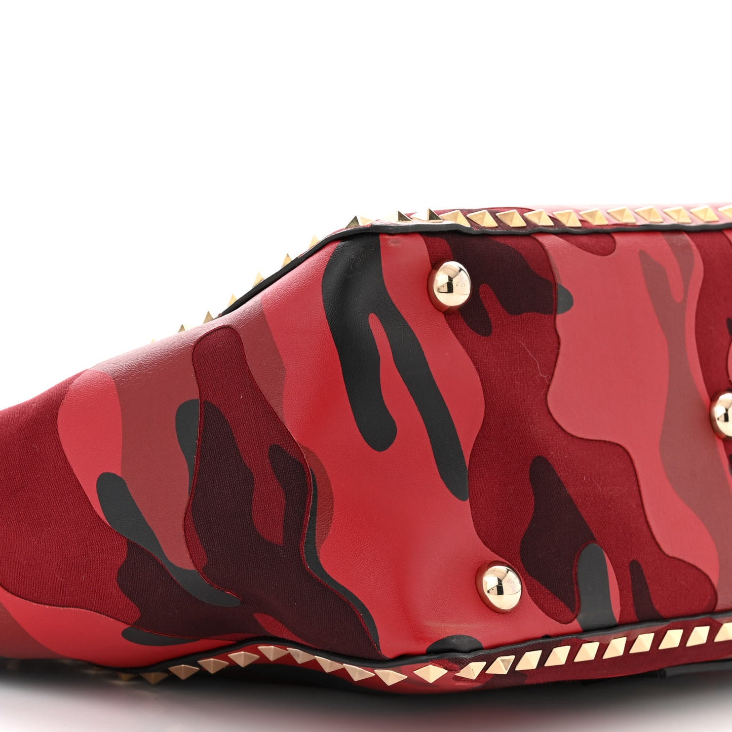 Nappa Canvas Camouflage Medium Rockstud Tote Red