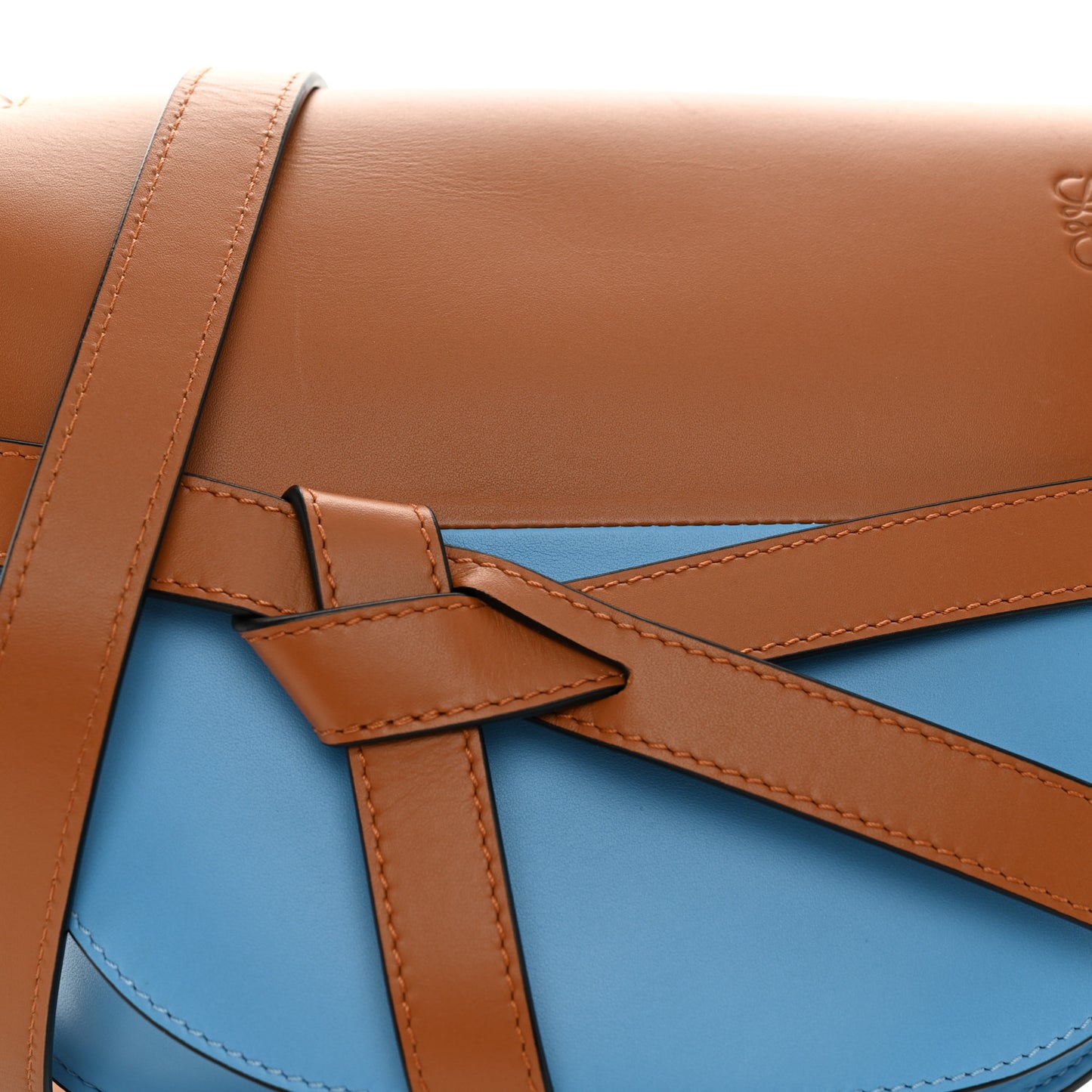 Calfskin Small Gate Crossbody Bag Tan Sky Blue