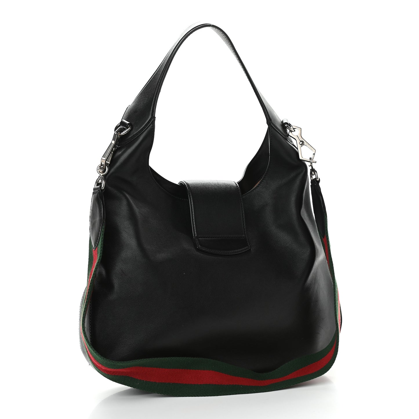 Calfskin Web Stripe Medium Dionysus Hobo Black