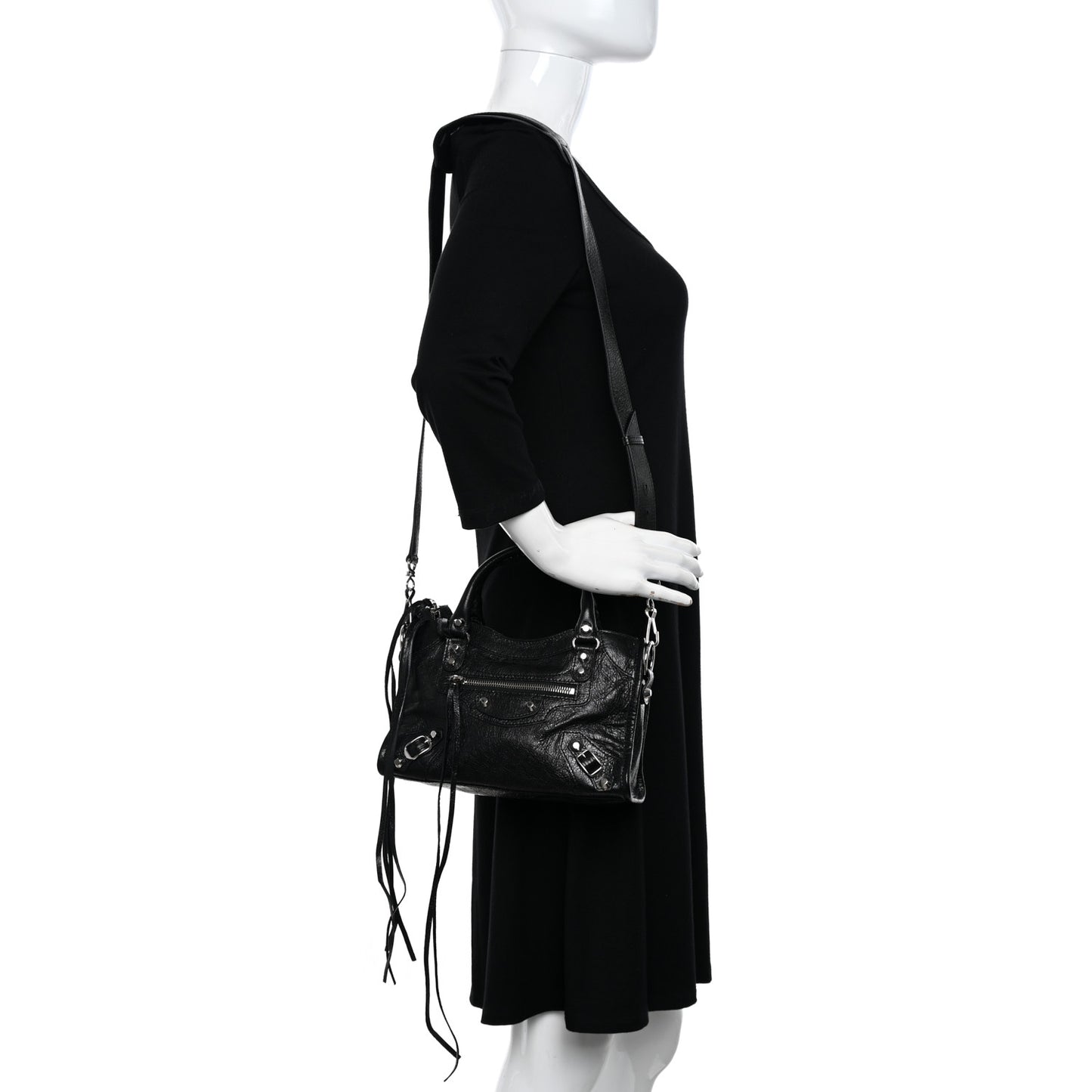 Agneau Classic Silver Hardware Mini City Black