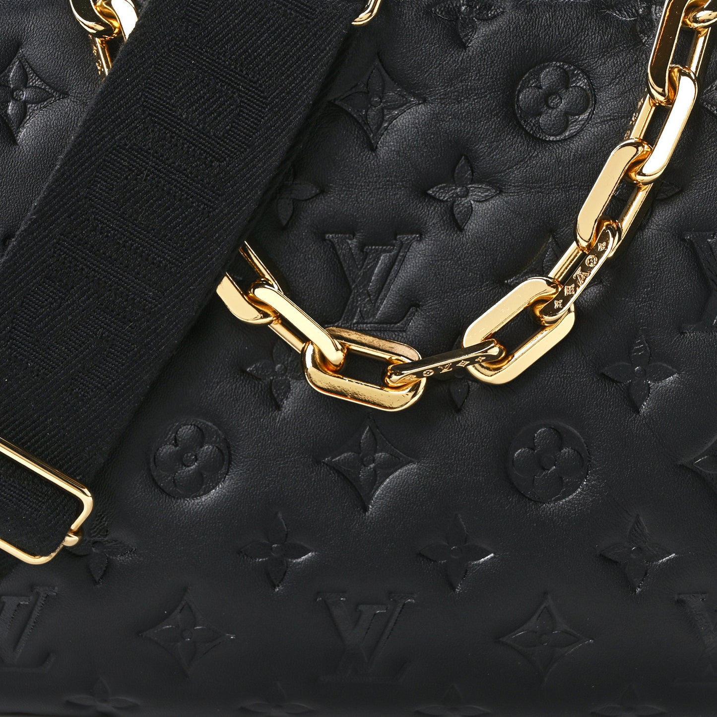 Lambskin Embossed Monogram Coussin PM Black