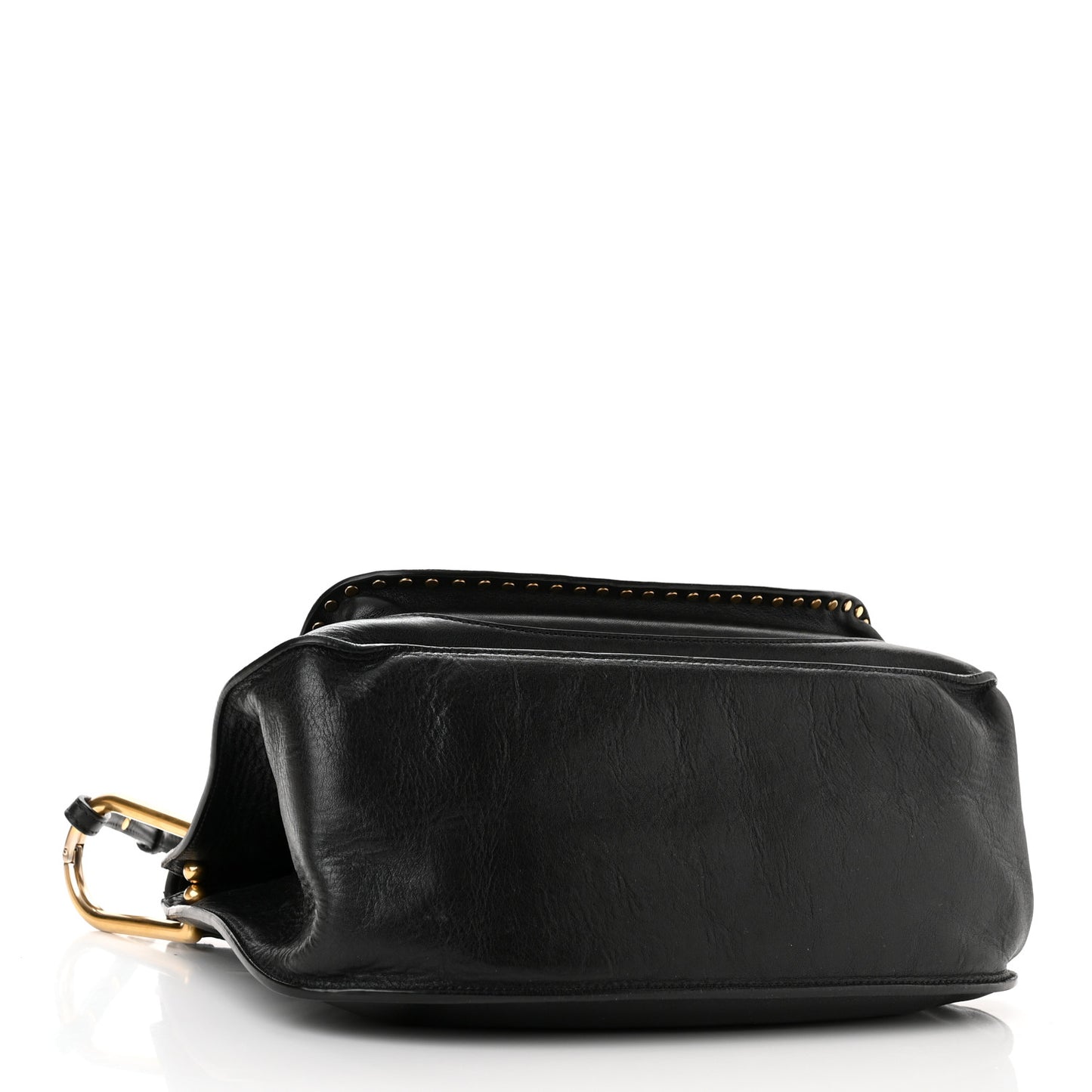 Calfskin Studded Medium Hudson Double Carry Shoulder Bag Black