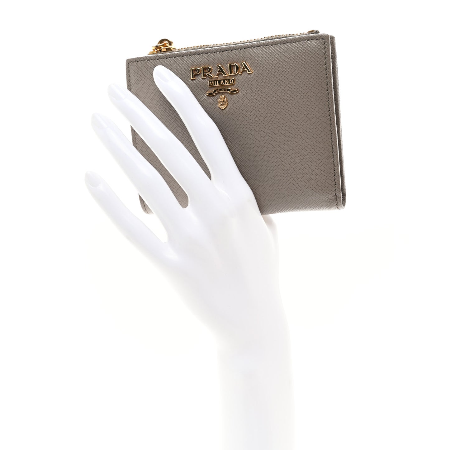 Saffiano Zip Top Compact Wallet Argilla