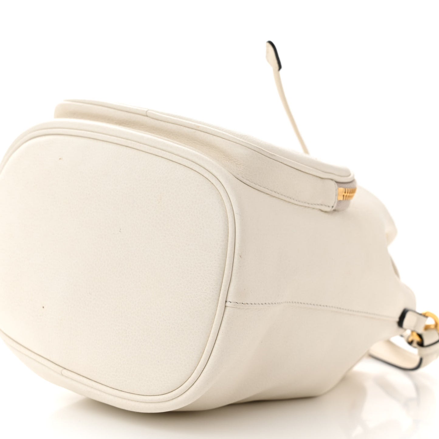 Glace Calfskin Logo Mini Bucket Crossbody Bag White