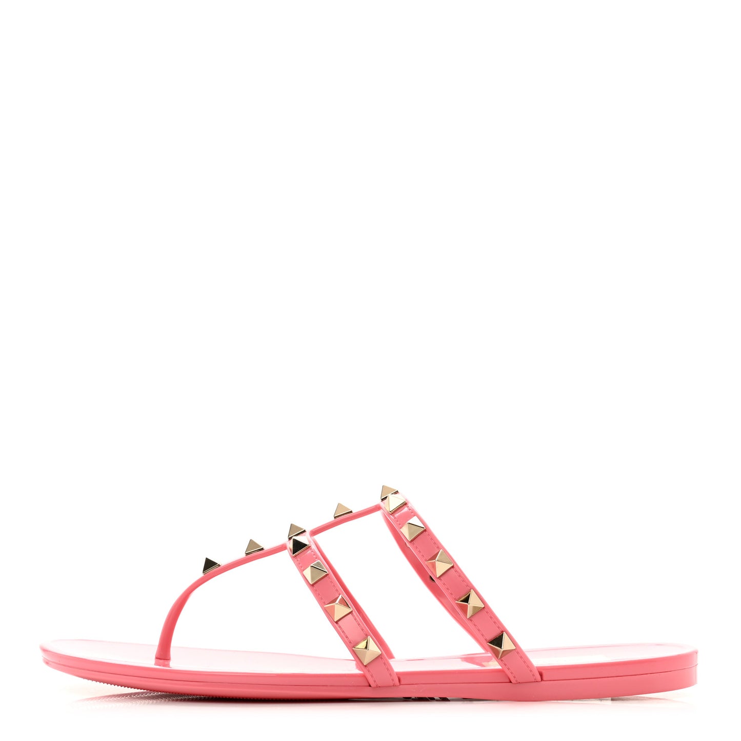 PVC Jelly Rockstud Caged Flat Thong Sandals 38 Dawn Pink