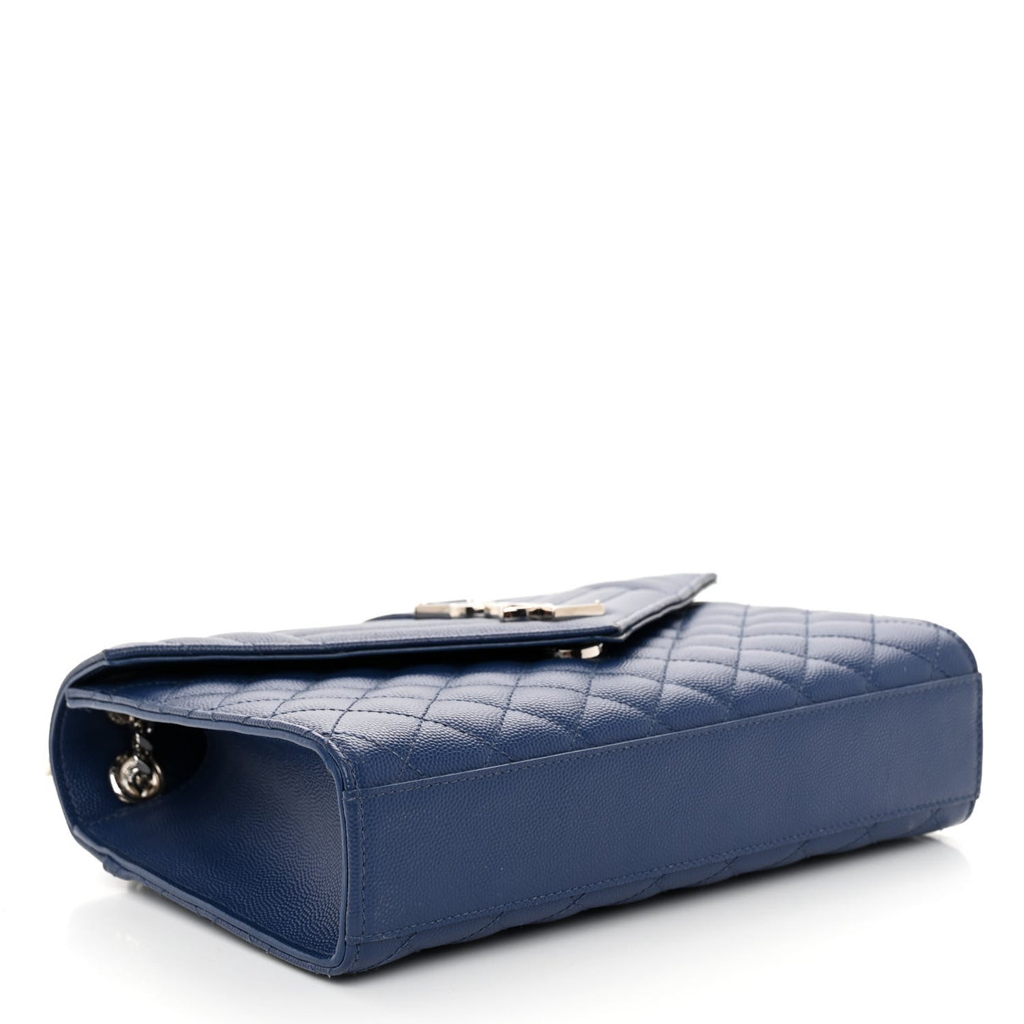 SAINT LAURENT Grain De Poudre Textured Mixed Matelasse Triquilt Medium Monogram Satchel Denim