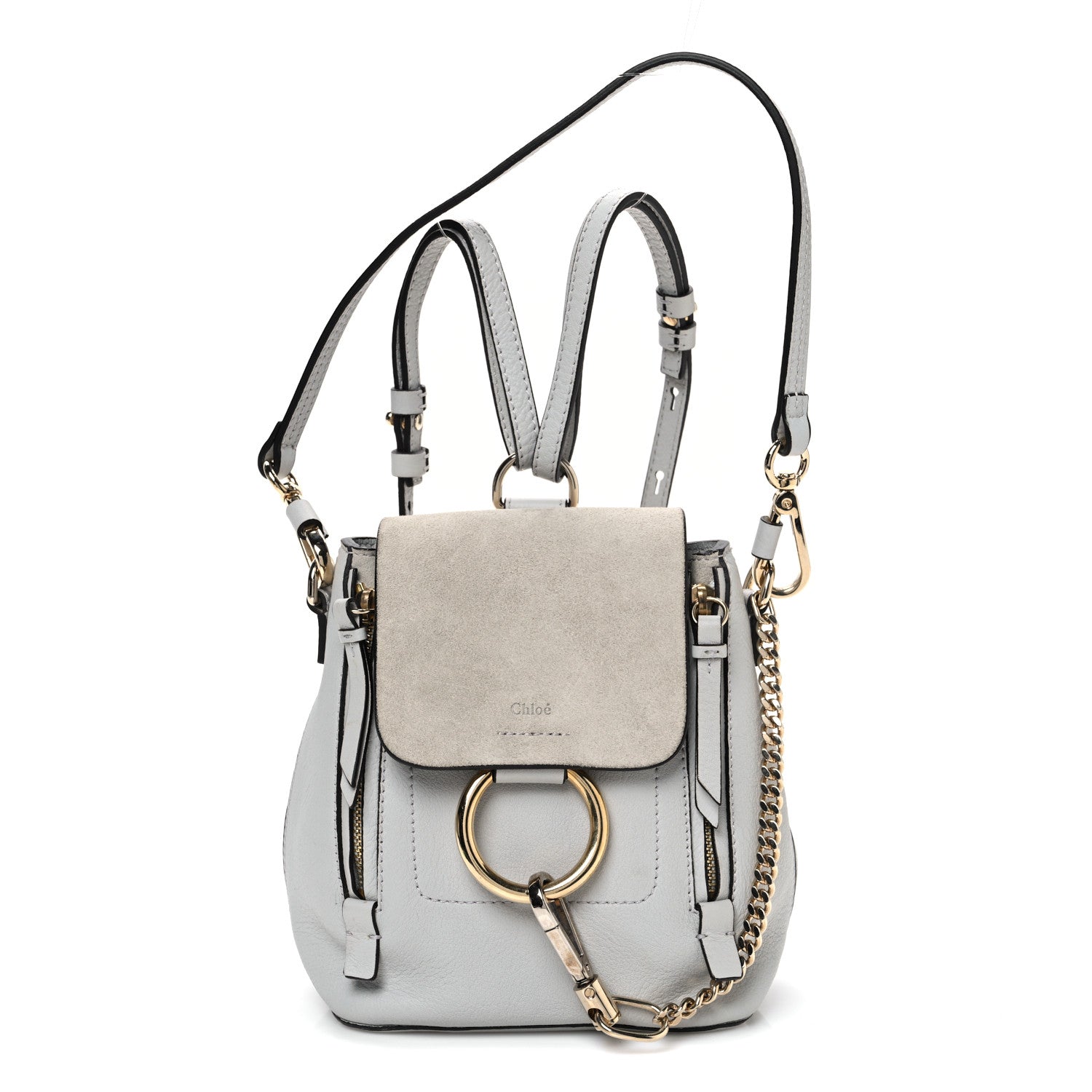 chloe mini faye backpack dimensions Chloe Suede Calfskin Mini Faye Backpack Silver Blue 1831792 – FASHIONPHILE