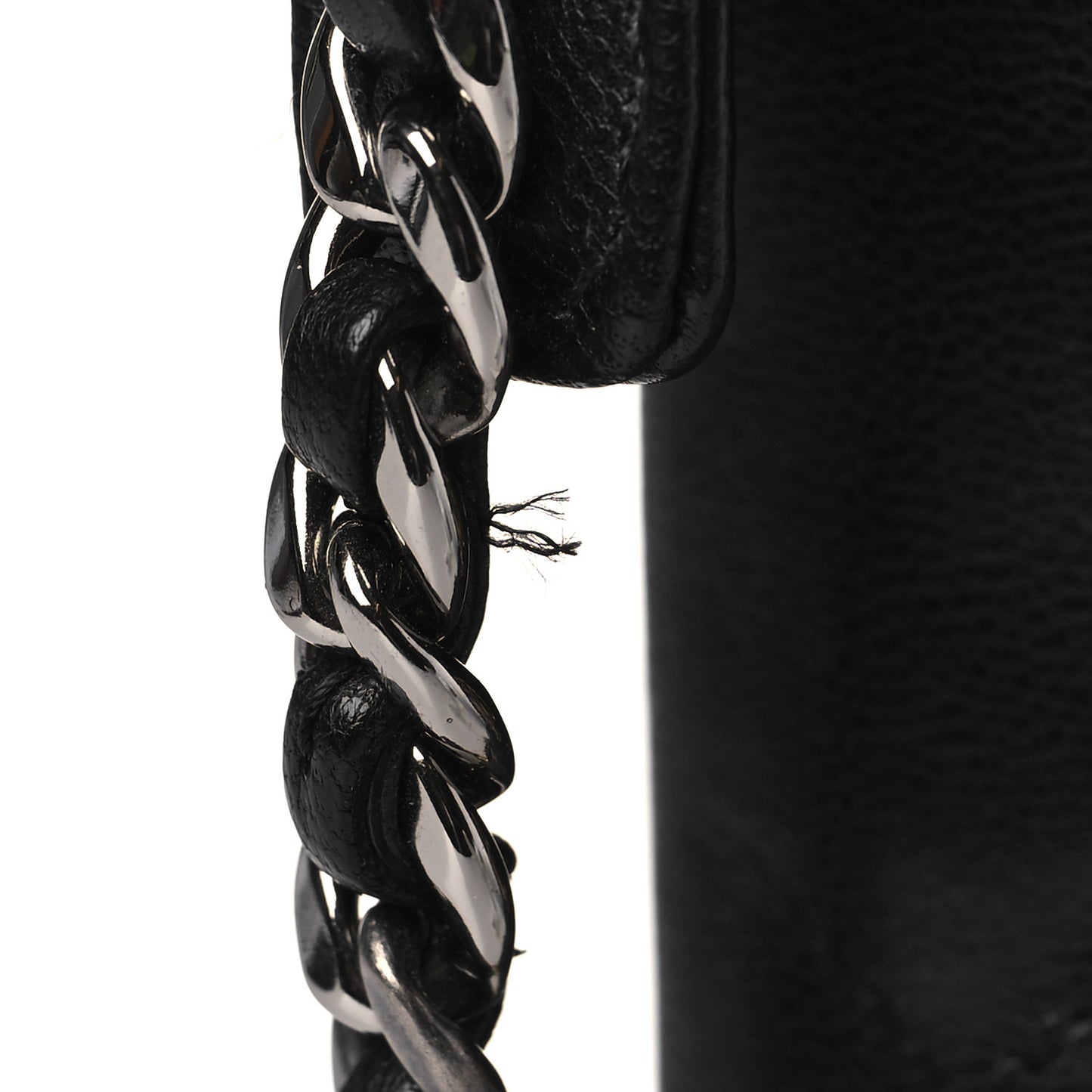 Shiny Goatskin Quilted 19 iPhone XI Pro Max Holder With Chain Black