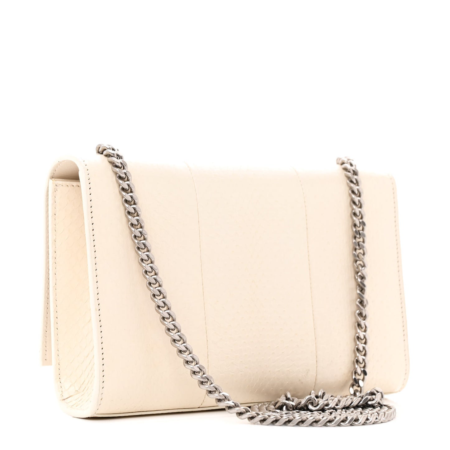 Snakeskin Small Classic Monogram Kate Tassel Satchel Alabaster