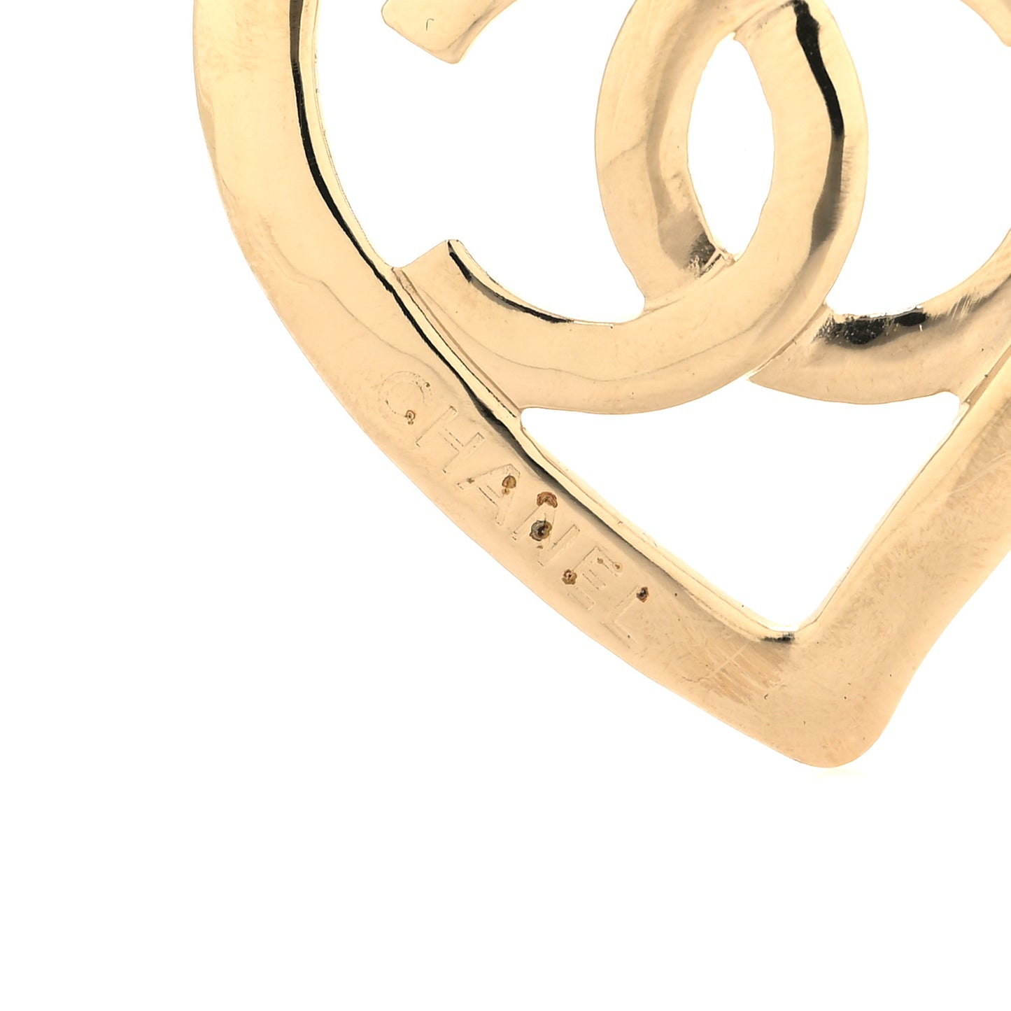 Metal CC Heart Coco In Love Hoop Earrings Gold