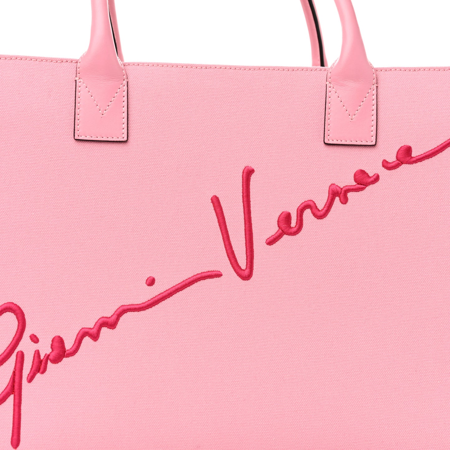 Canvas Suppler Calfskin Cabas GV Signature Tote Pink