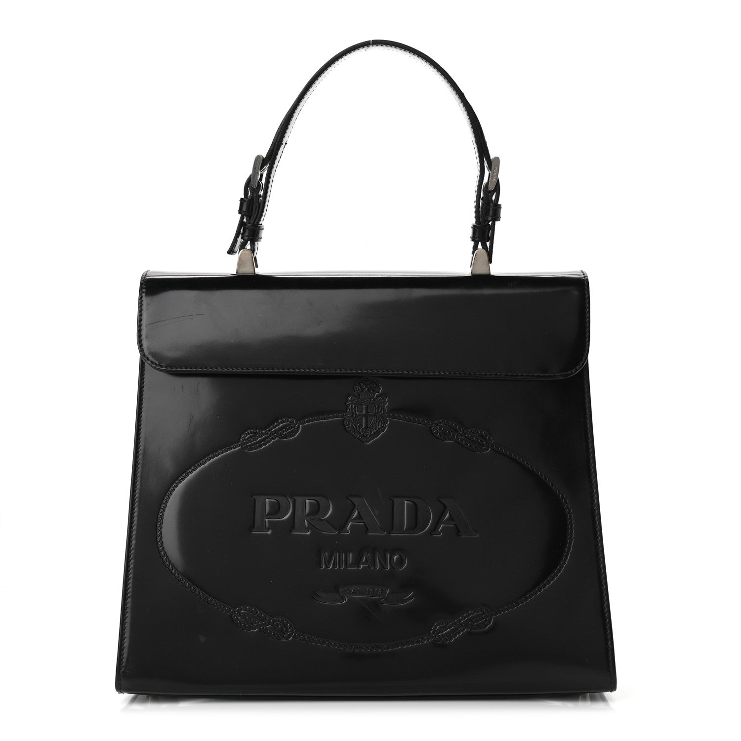 Prada Spazzolato Logo Print Framed Bag Black 1100253 – FASHIONPHILE