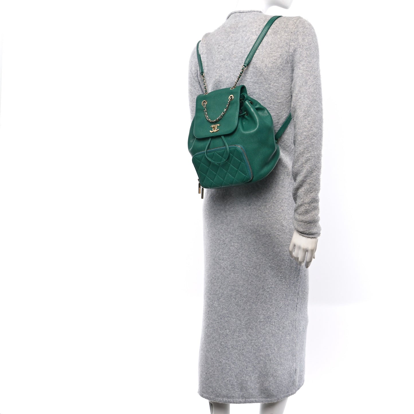 Caviar Quilted Business Affinity Backpack Green